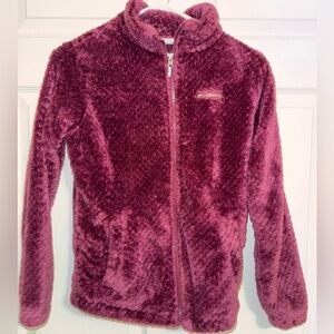 Kids Columbia Plush Fleece Jacket in Burgundy size Large 14/16